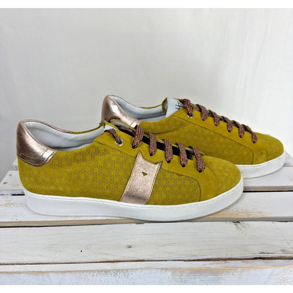 NWT Casta Yellow Vaddia Alec Upper Metallic Details Sneaker #1040 EU 40